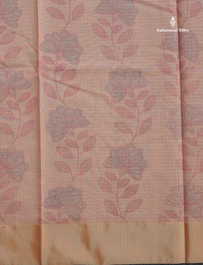 Beautiful Pastel Blue Kota Cotton Fancy Saree With Contrast Sandal Plain Border