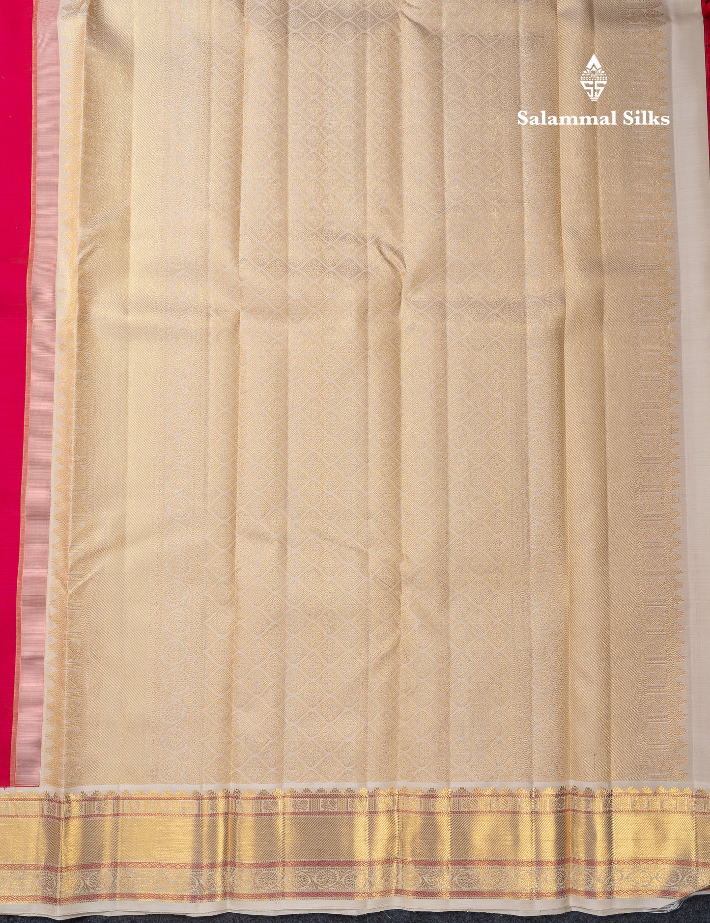 Korvai Beautiful Dual Tone Pink Pure Kanjivaram Silk Saree With Contrast Cream Sandal Traditional Border