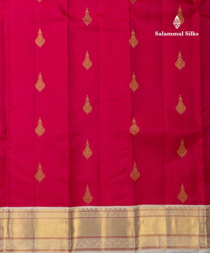 Korvai Beautiful Dual Tone Pink Pure Kanjivaram Silk Saree With Contrast Cream Sandal Traditional Border