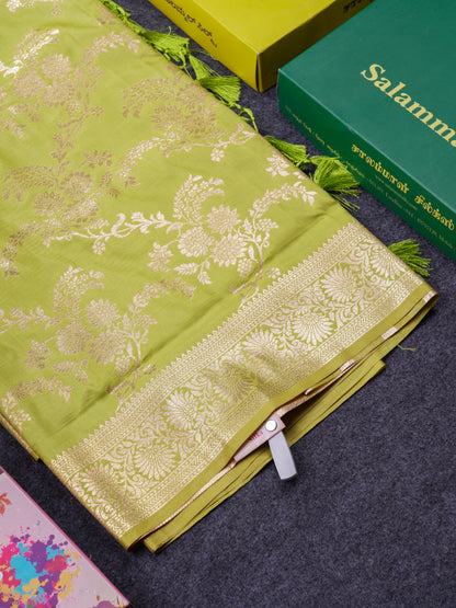 Beautiful Dark Maroon Semi Banaras Saree With Fancy Border