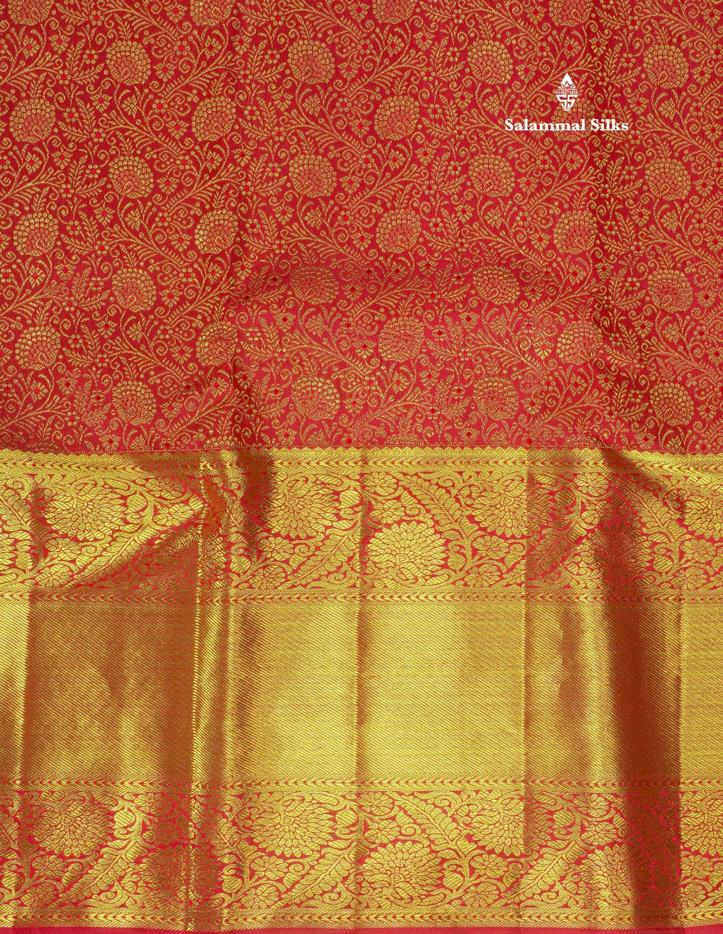 Pure Zari Maroon Pure Kanjivaram Silk Saree With Long Gold Zari Border