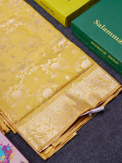 Beautiful Dark Maroon Semi Banaras Saree With Fancy Border