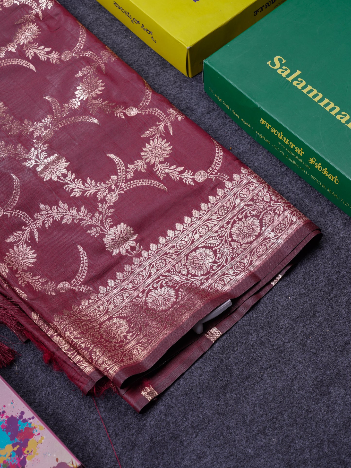 Beautiful Peacock Green Semi Banaras Saree With Fancy Border