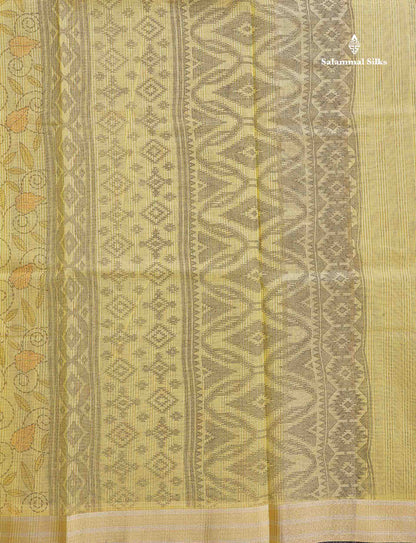 Kota Cotton Fancy Saree - Pista Green Colour Body Floral Design With Fancy Border