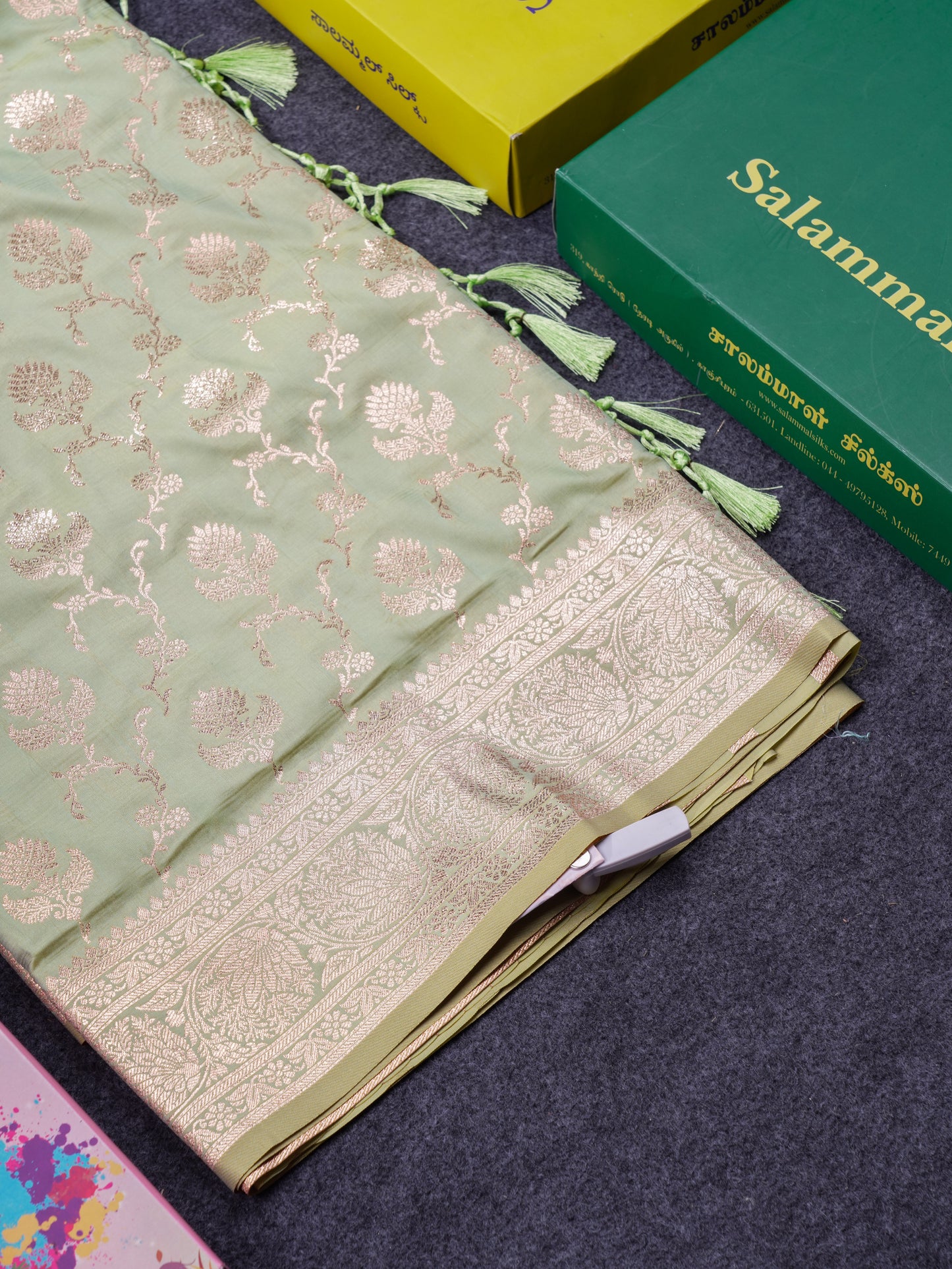 Beautiful Bottle Green Semi Banaras Saree With Fancy Border