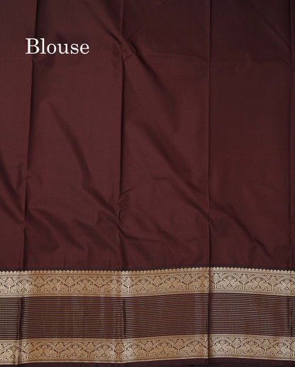 Semi Silk Saree - Pink Shade Butta With Vaira Oosi Lines Along With Contrast Dark Brown Traditional Border