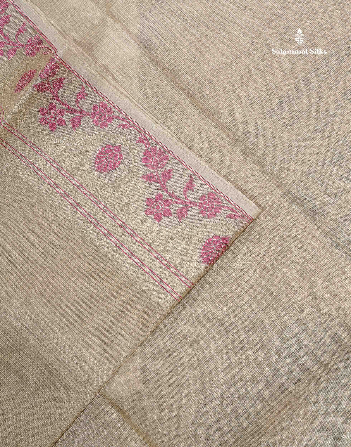 Tissue Saree - Light Sandal Colour Body With Fancy Border