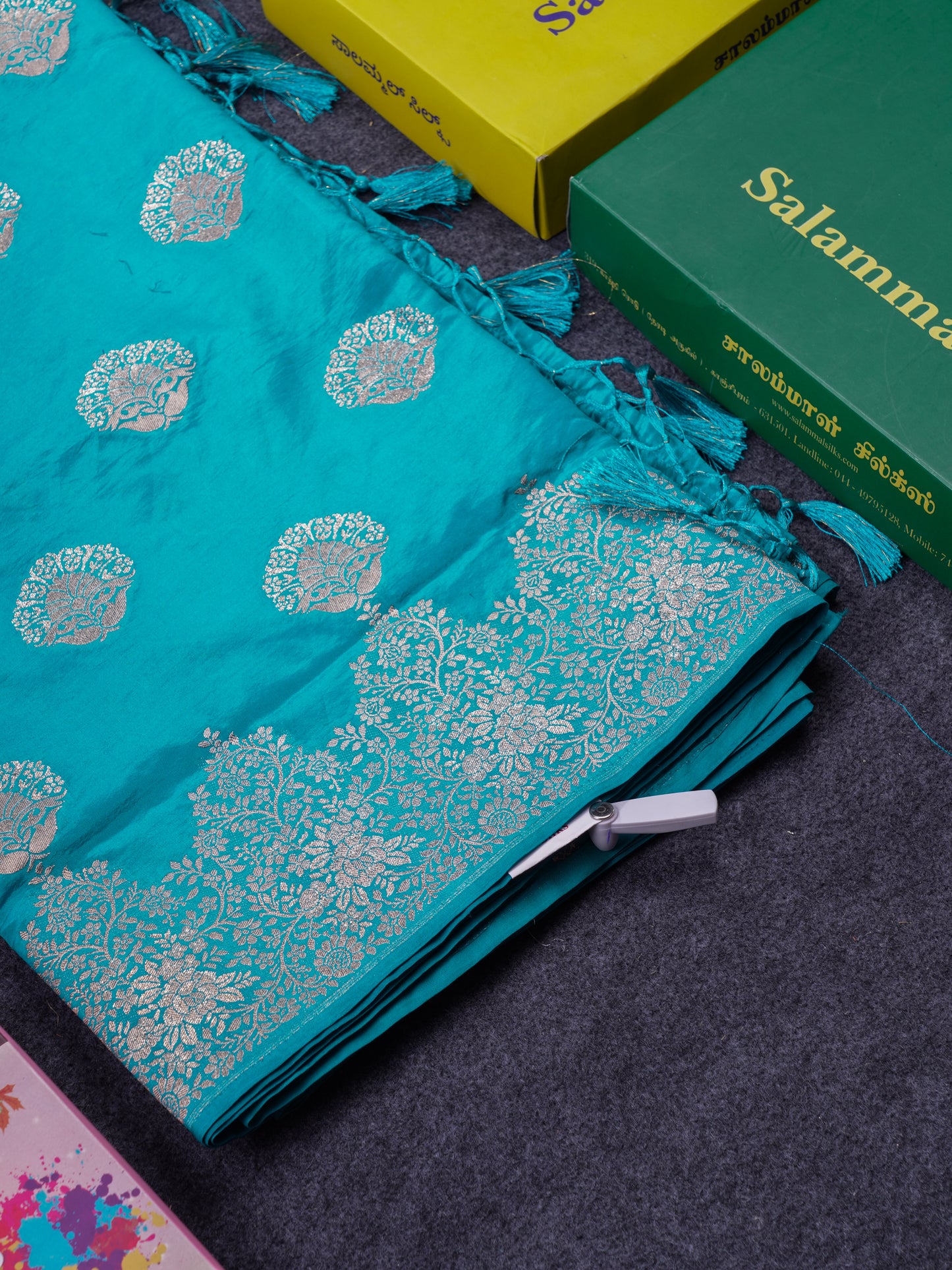 Beautiful Green Semi Raw Silk Saree With Fancy Border