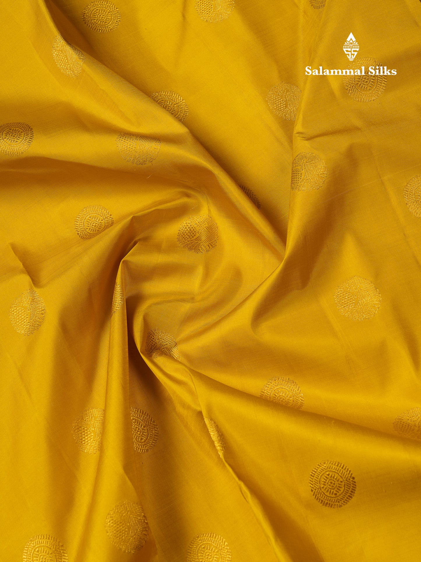 Korvai Beautiful Golden Yellow Pure Kanjivaram Silk Saree With Contrast Dark Violet Traditional Border