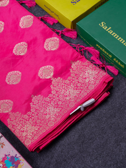 Beautiful Green Semi Raw Silk Saree With Fancy Border