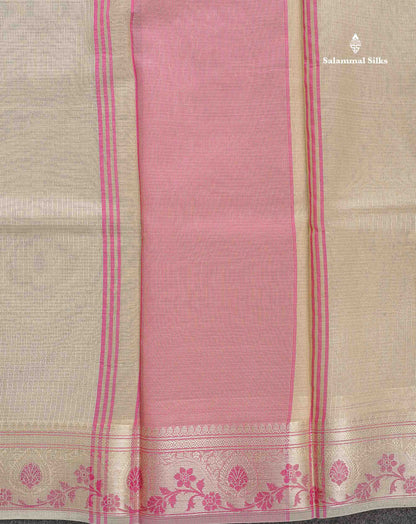 Tissue Saree - Light Sandal Colour Body With Fancy Border