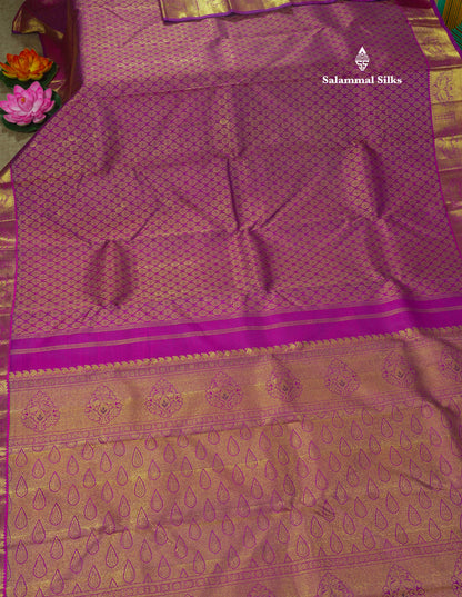Pure Zari Vadamalli Pure Kanjivaram Silk Saree with Traditional Gold Zari Border
