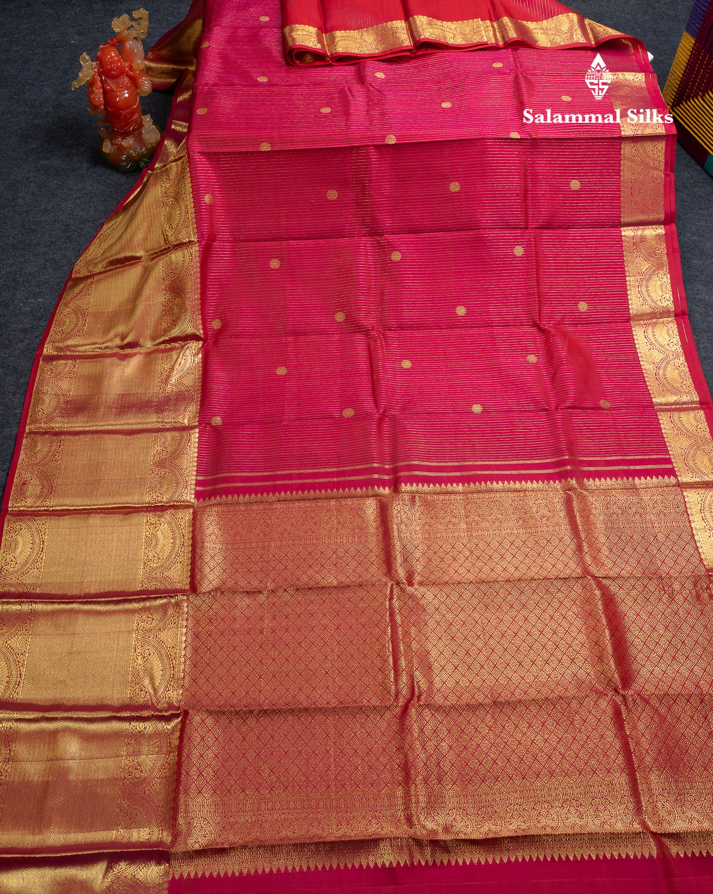 Beautiful Rani Pink Pure Kanjivaram Silk Saree With Traditional Evening Morning Border