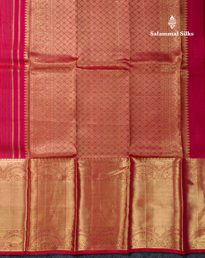 Beautiful Rani Pink Pure Kanjivaram Silk Saree With Traditional Evening Morning Border