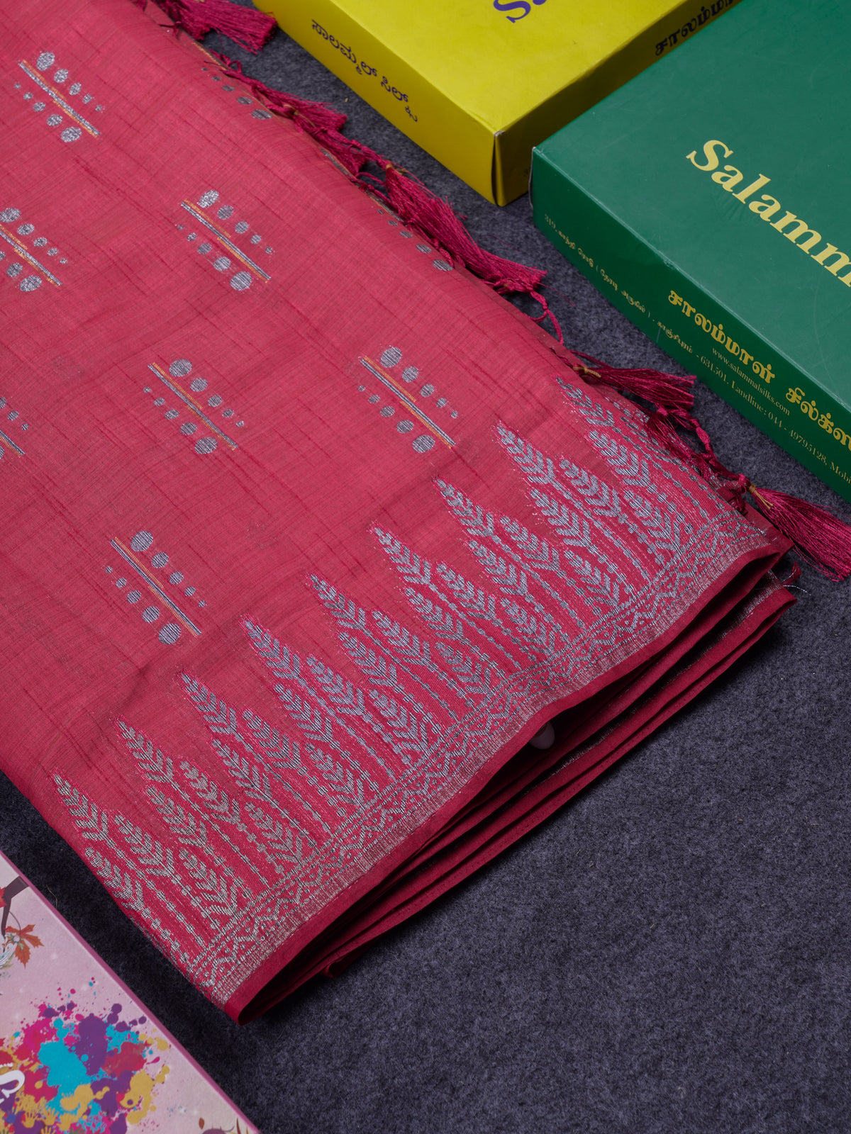 Beautiful Reddish Maroon Semi Raw Silk Saree With Fancy Border