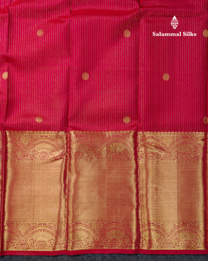 Beautiful Rani Pink Pure Kanjivaram Silk Saree With Traditional Evening Morning Border