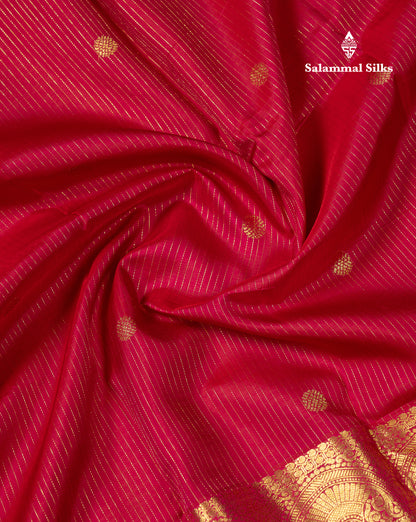 Beautiful Rani Pink Pure Kanjivaram Silk Saree With Traditional Evening Morning Border
