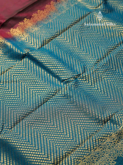 Beautiful Grey PureMix Kanjivaram Soft Silk Saree With Contrast Rust Orange Border