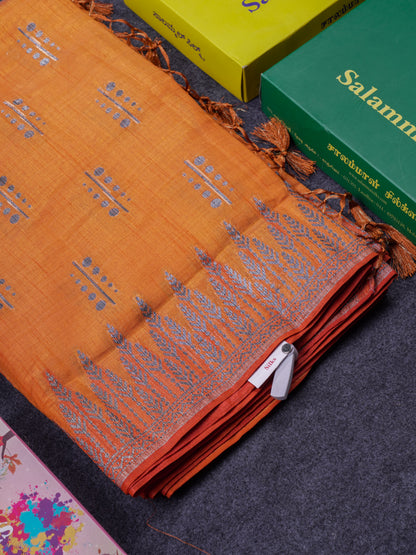 Beautiful Reddish Maroon Semi Raw Silk Saree With Fancy Border