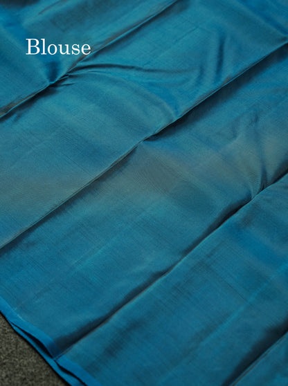 Beautiful Grey PureMix Kanjivaram Soft Silk Saree With Contrast Rust Orange Border