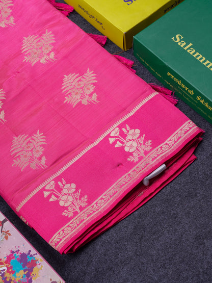 Beautiful Onion Pink Semi Raw Silk Saree With Fancy Border