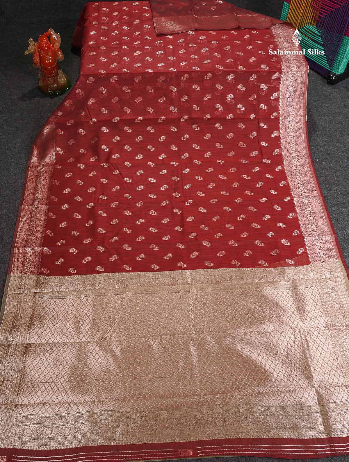 Cotton Mix Saree - Maroon Colour Body Thread Butta With Fancy Border