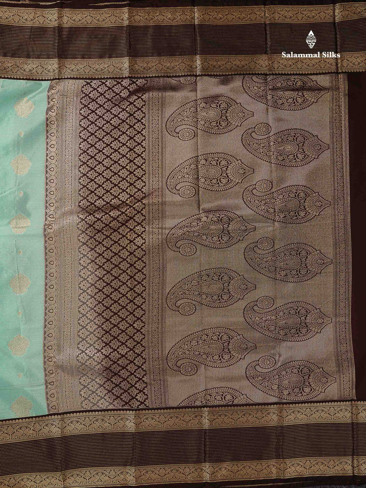 Semi Silk Saree -  Pink Butta With Vaira Oosi Lines Along With Contrast Dark Maroon Traditional Border