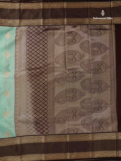 Semi Silk Saree -  Pink Butta With Vaira Oosi Lines Along With Contrast Dark Maroon Traditional Border