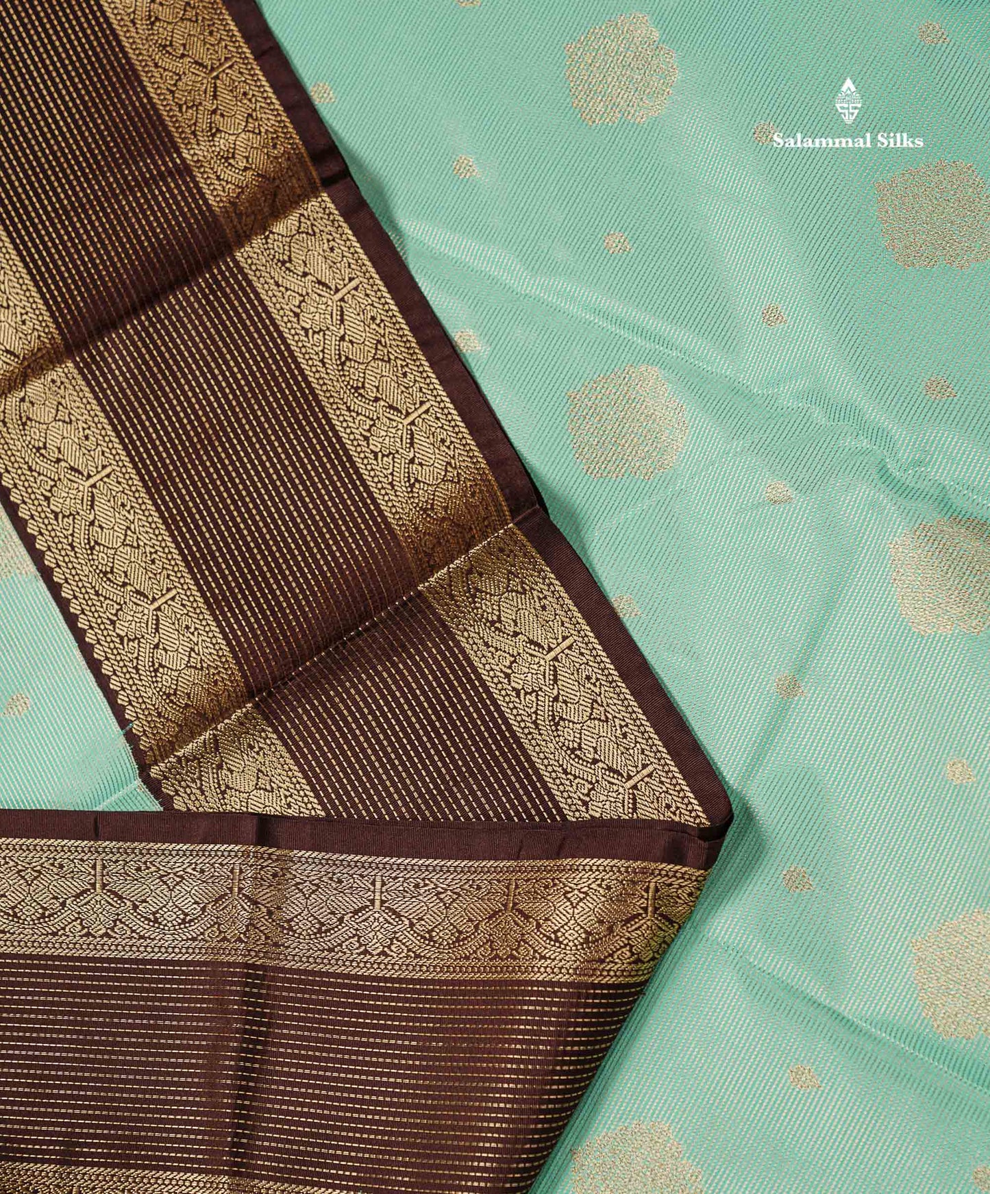 Semi Silk Saree -  Pink Butta With Vaira Oosi Lines Along With Contrast Dark Maroon Traditional Border