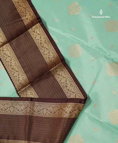 Semi Silk Saree -  Pink Butta With Vaira Oosi Lines Along With Contrast Dark Maroon Traditional Border