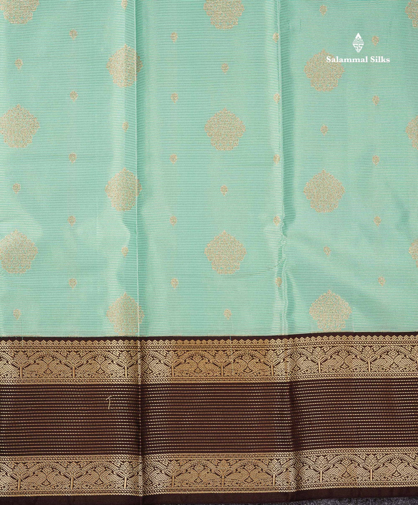 Semi Silk Saree -  Pink Butta With Vaira Oosi Lines Along With Contrast Dark Maroon Traditional Border