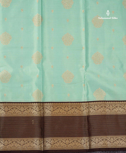 Semi Silk Saree -  Pink Butta With Vaira Oosi Lines Along With Contrast Dark Maroon Traditional Border