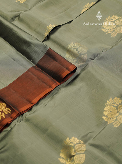 Beautiful Bottle Green PureMix Kanjivaram Soft Silk Saree With Contrast Light Chocolate Border