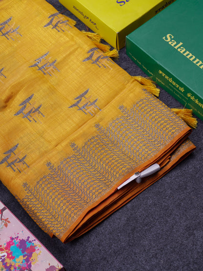 Beautiful Sky Blue Semi Raw Silk Saree With Fancy Border