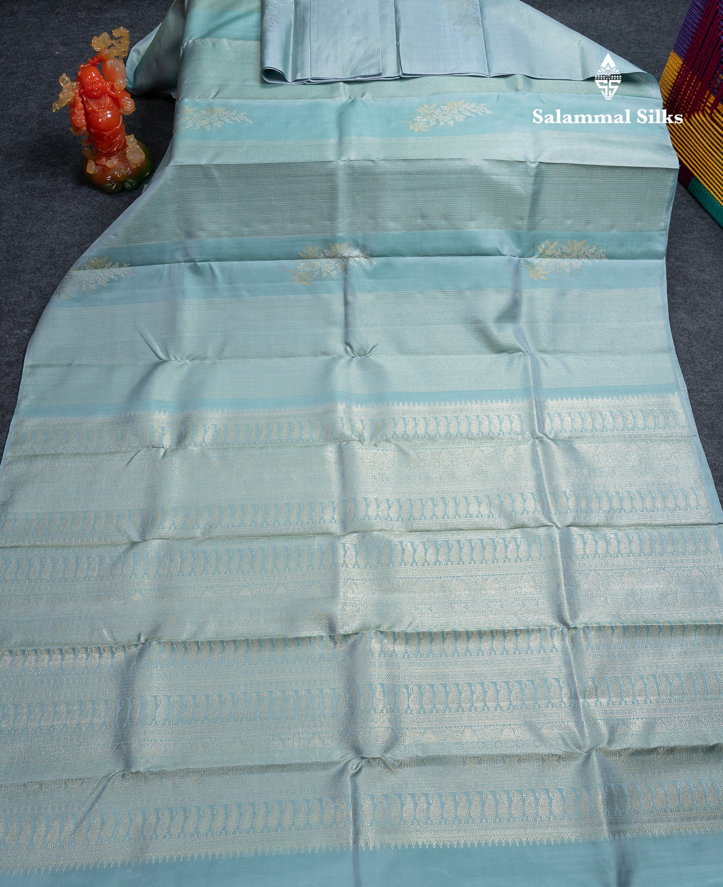 Beautiful Pastel Blue Fancy Pure Kanjivaram Silk Saree With Blouse