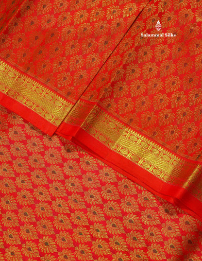 Reddish Pink Meenakari Work Pure Kanjivaram Silk Saree 3G Zari with Traditional Gold Zari Border