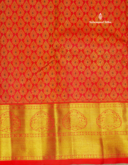 Reddish Pink Meenakari Work Pure Kanjivaram Silk Saree 3G Zari with Traditional Gold Zari Border