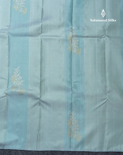 Beautiful Pastel Blue Fancy Pure Kanjivaram Silk Saree With Blouse