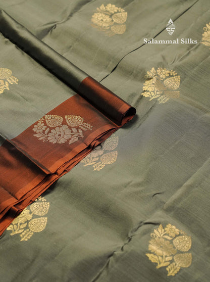Beautiful Bottle Green PureMix Kanjivaram Soft Silk Saree With Contrast Light Chocolate Border