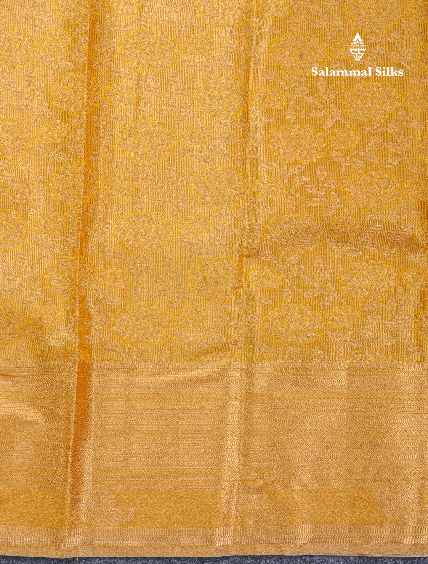 Gold Tissue Semi Silk Saree With Traditional Evening Morning Border