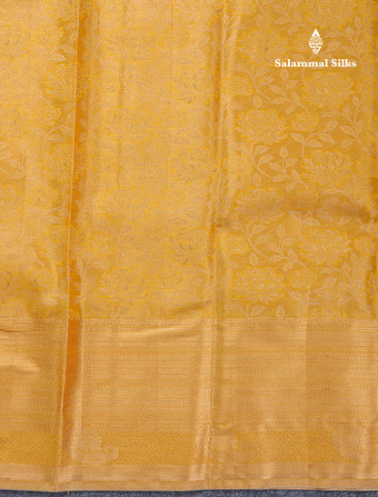 Gold Tissue Semi Silk Saree With Traditional Evening Morning Border
