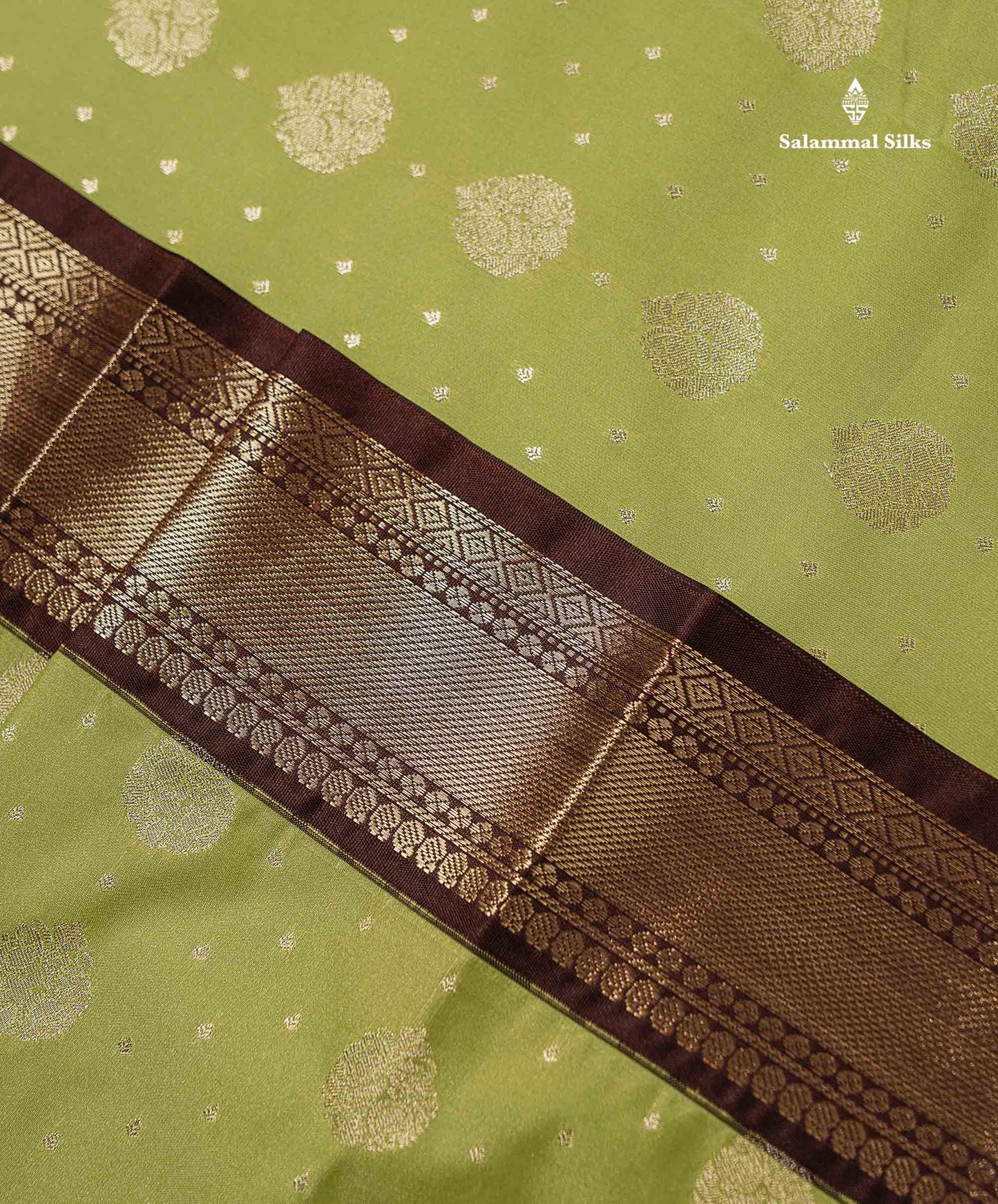 Semi Silk Saree - Peach Zari Butta Along With Contrast Dark Brown Traditional Evening Morning Border