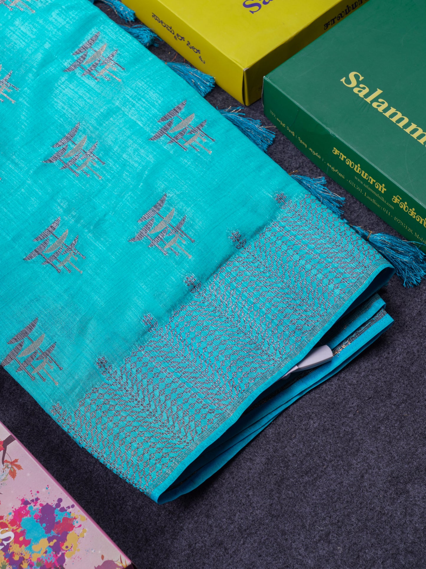 Beautiful Sky Blue Semi Raw Silk Saree With Fancy Border