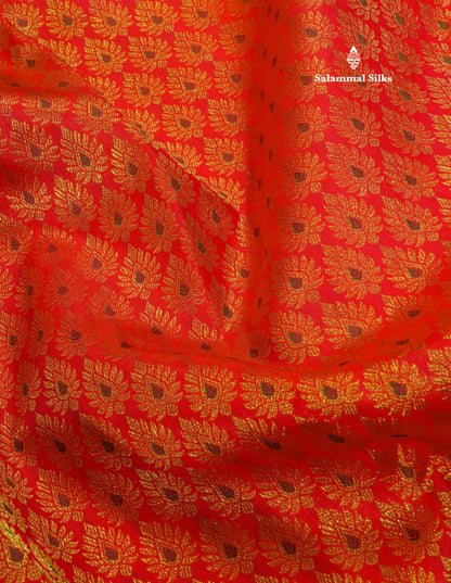 Reddish Pink Meenakari Work Pure Kanjivaram Silk Saree 3G Zari with Traditional Gold Zari Border
