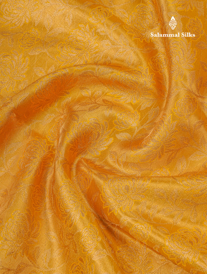 Gold Tissue Semi Silk Saree With Traditional Evening Morning Border