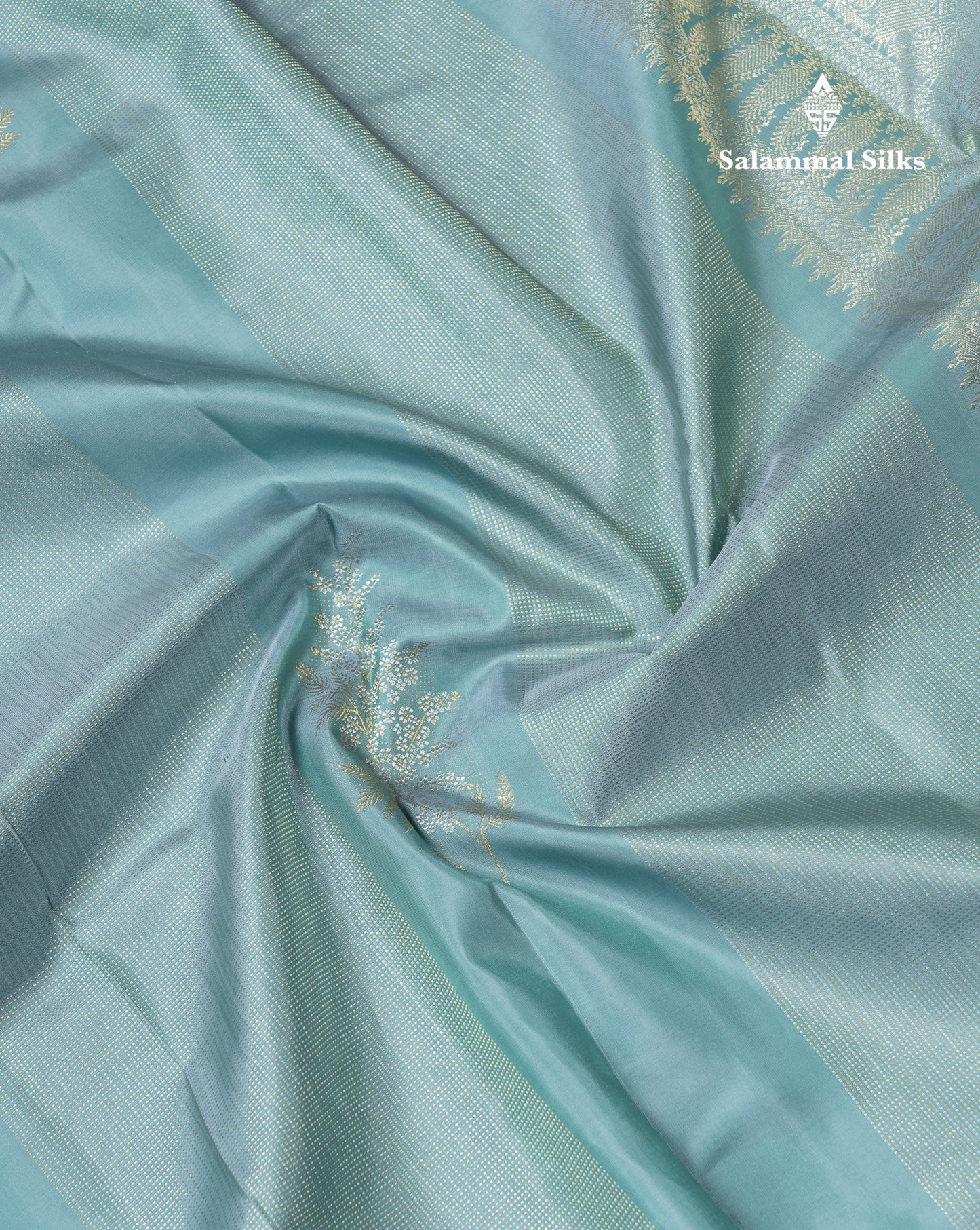 Beautiful Pastel Blue Fancy Pure Kanjivaram Silk Saree With Blouse