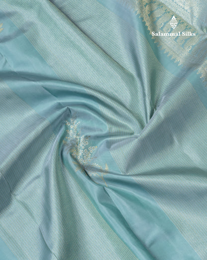 Beautiful Pastel Blue Fancy Pure Kanjivaram Silk Saree With Blouse