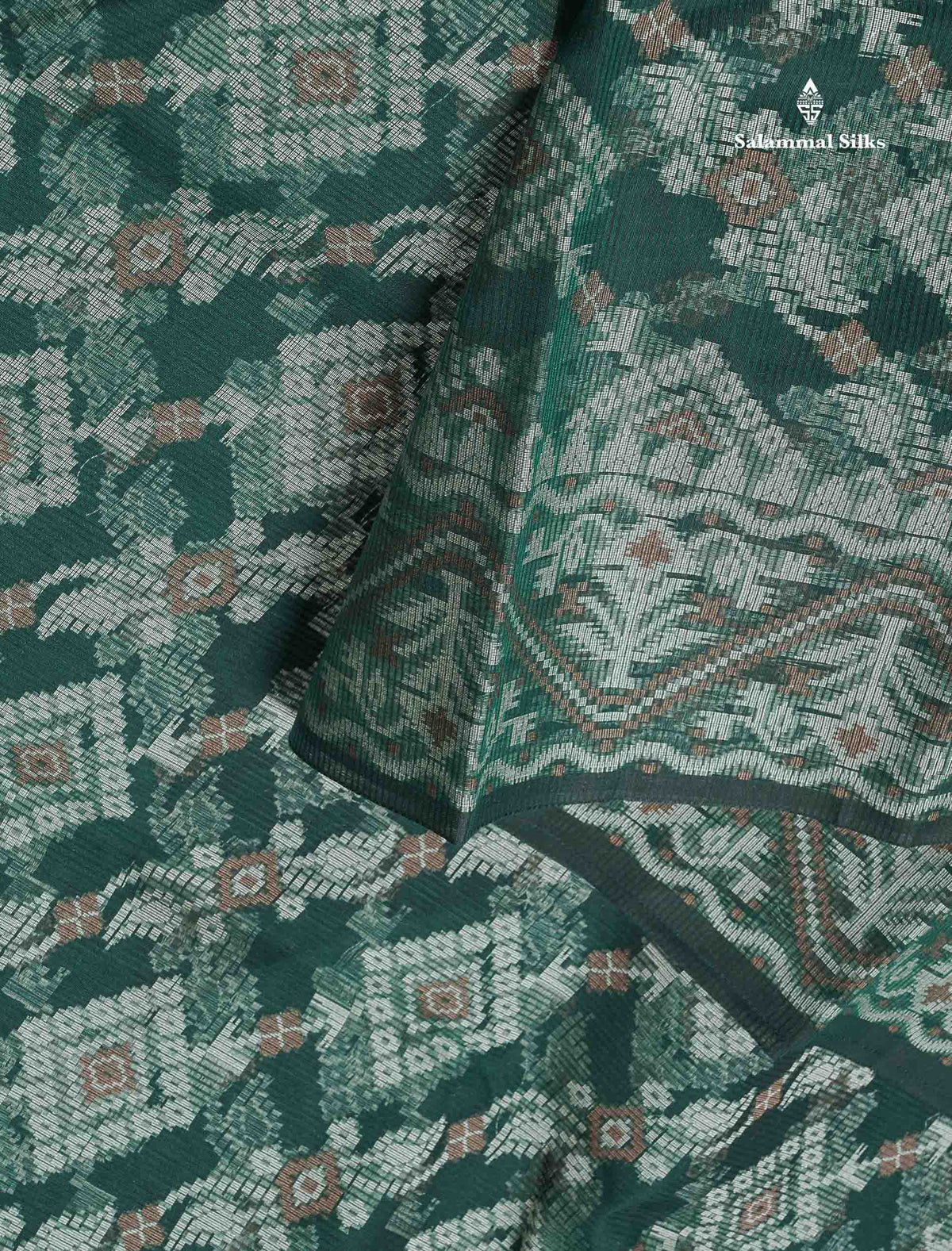Kota Cotton Saree - Bottle Green Colour Body With Thread Work & Fancy Border