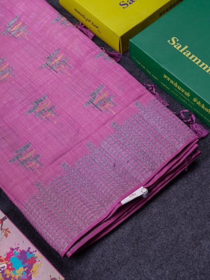 Beautiful Sky Blue Semi Raw Silk Saree With Fancy Border