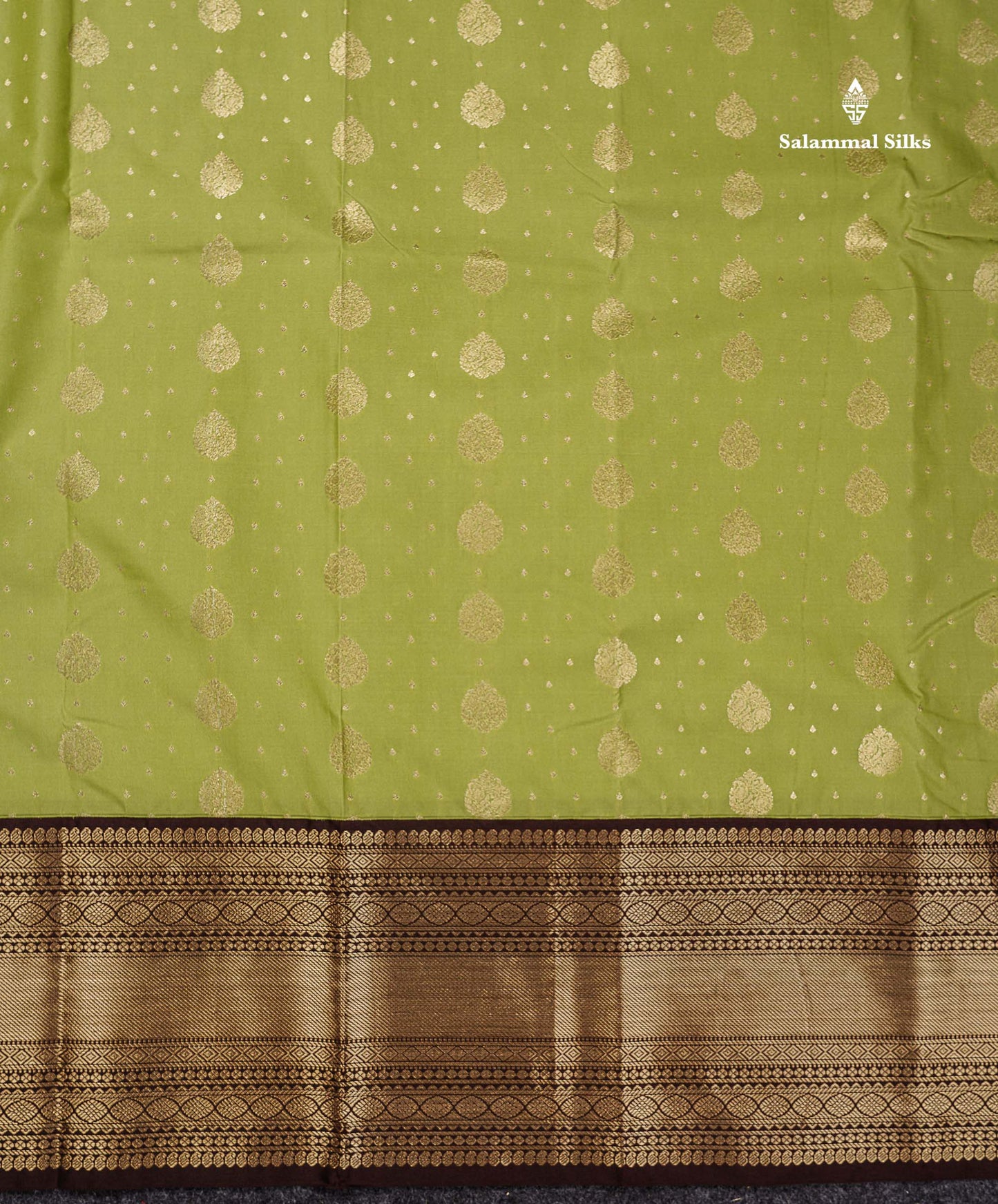 Semi Silk Saree - Peach Zari Butta Along With Contrast Dark Brown Traditional Evening Morning Border